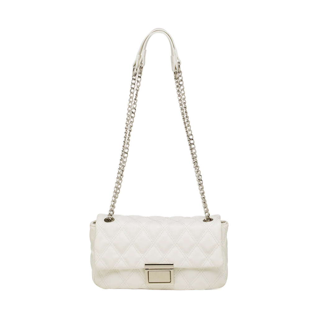 Borsetta a tracolla bianca da Donna trapuntata con motivo a rombi Lora Ferres