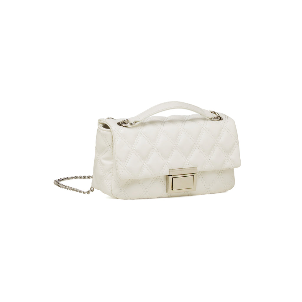 Borsetta a tracolla bianca da Donna trapuntata con motivo a rombi Lora Ferres