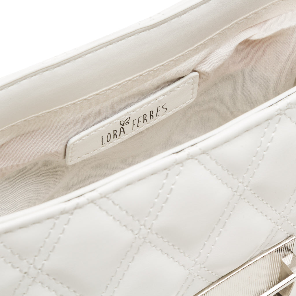 Borsetta a tracolla bianca da Donna trapuntata con motivo a rombi Lora Ferres