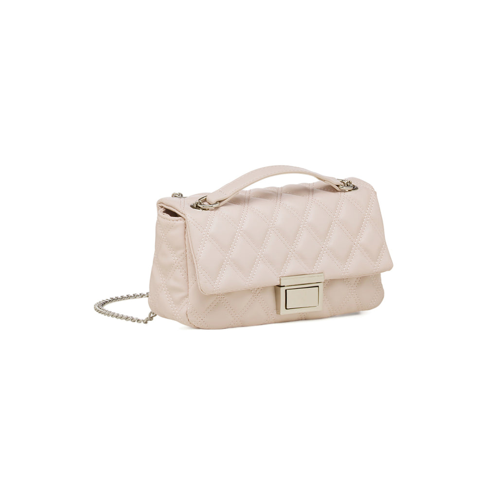 Borsetta a tracolla rosa da Donna trapuntata con motivo a rombi Lora Ferres