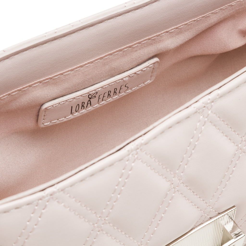 Borsetta a tracolla rosa da Donna trapuntata con motivo a rombi Lora Ferres