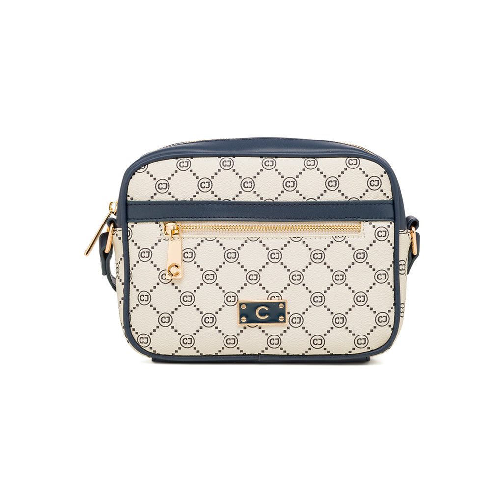 Borsa a tracolla da Donna bianco off-white e blu con logo Carrera Jeans