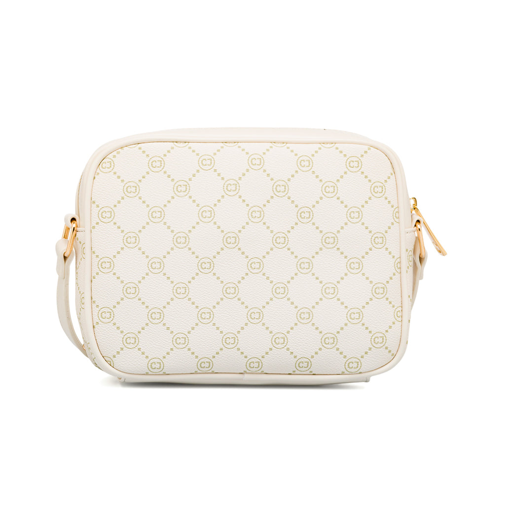 Borsa a tracolla Bianco Off White con logo stampato e zip dorata Carrera Jeans