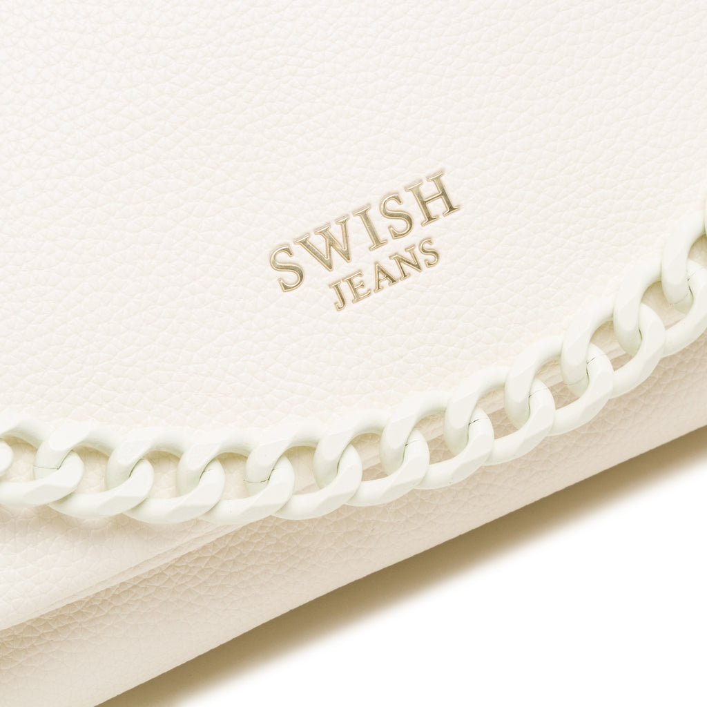 Borsa a Tracolla Bianca da Donna con catena e logo Swish Jeans