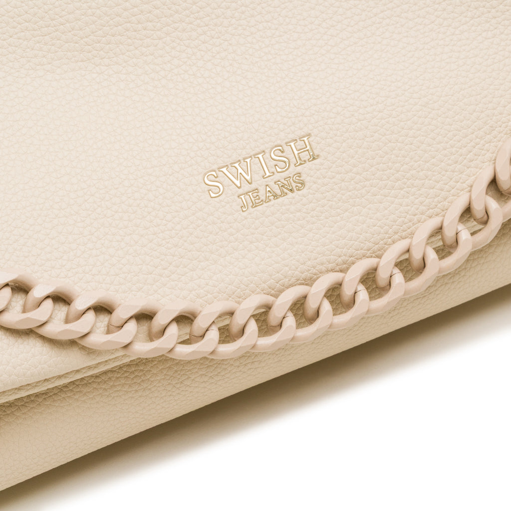 Borsa a Tracolla Nude da Donna con catena e logo Swish Jeans