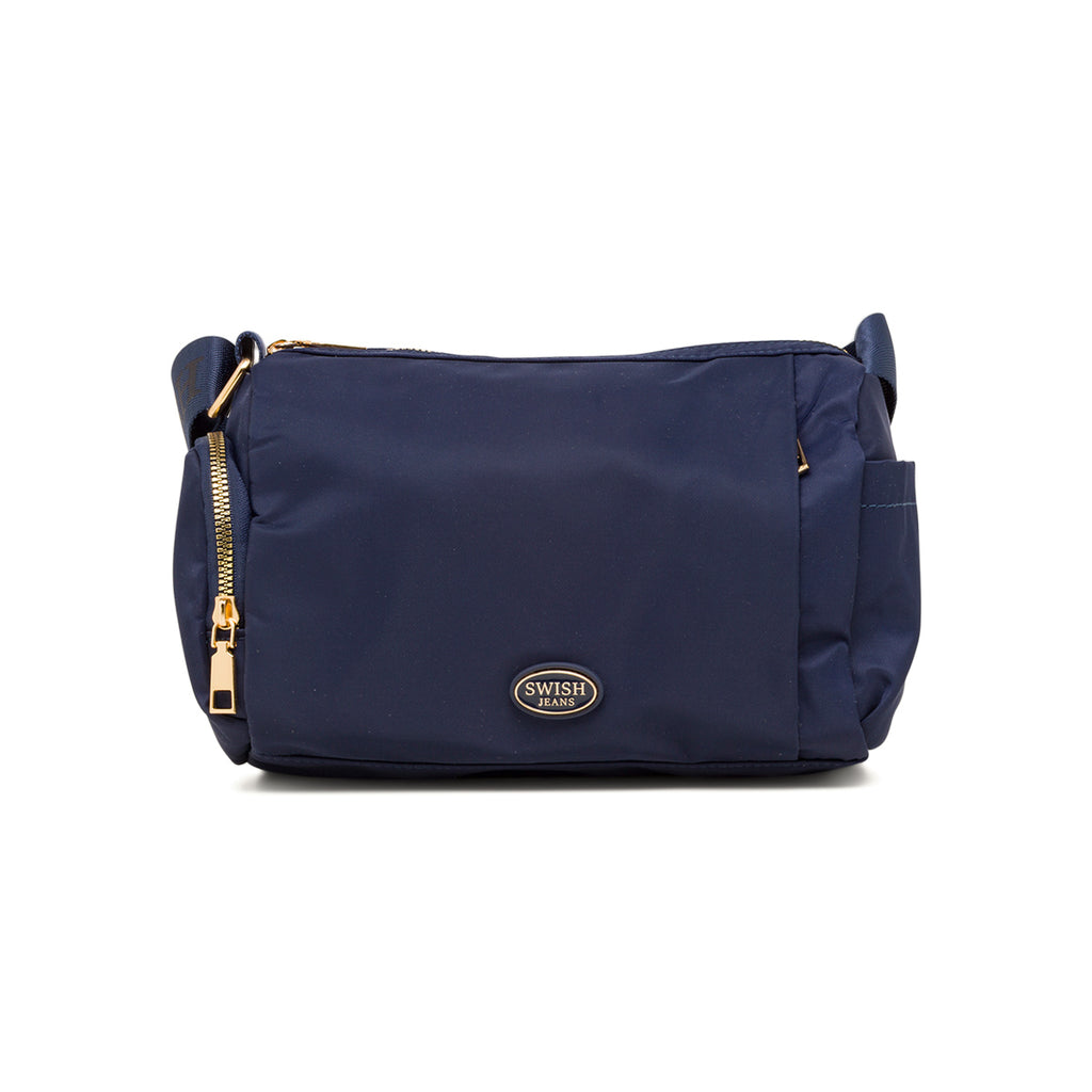 Borsa a tracolla blu da Donna in tessuto lucido con logo Swish Jeans