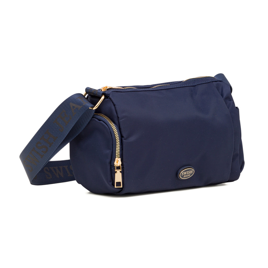 Borsa a tracolla blu da Donna in tessuto lucido con logo Swish Jeans