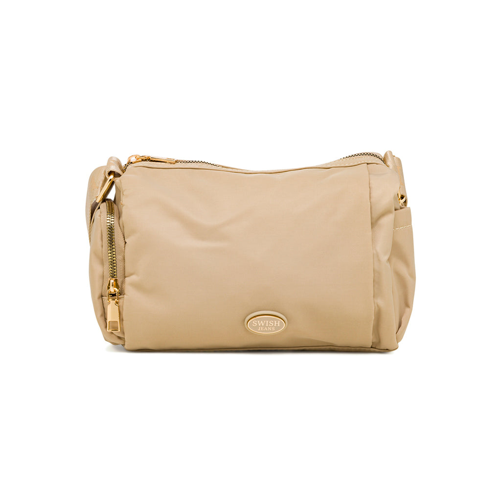 Borsa a tracolla beige da Donna in tessuto lucido con logo Swish Jeans