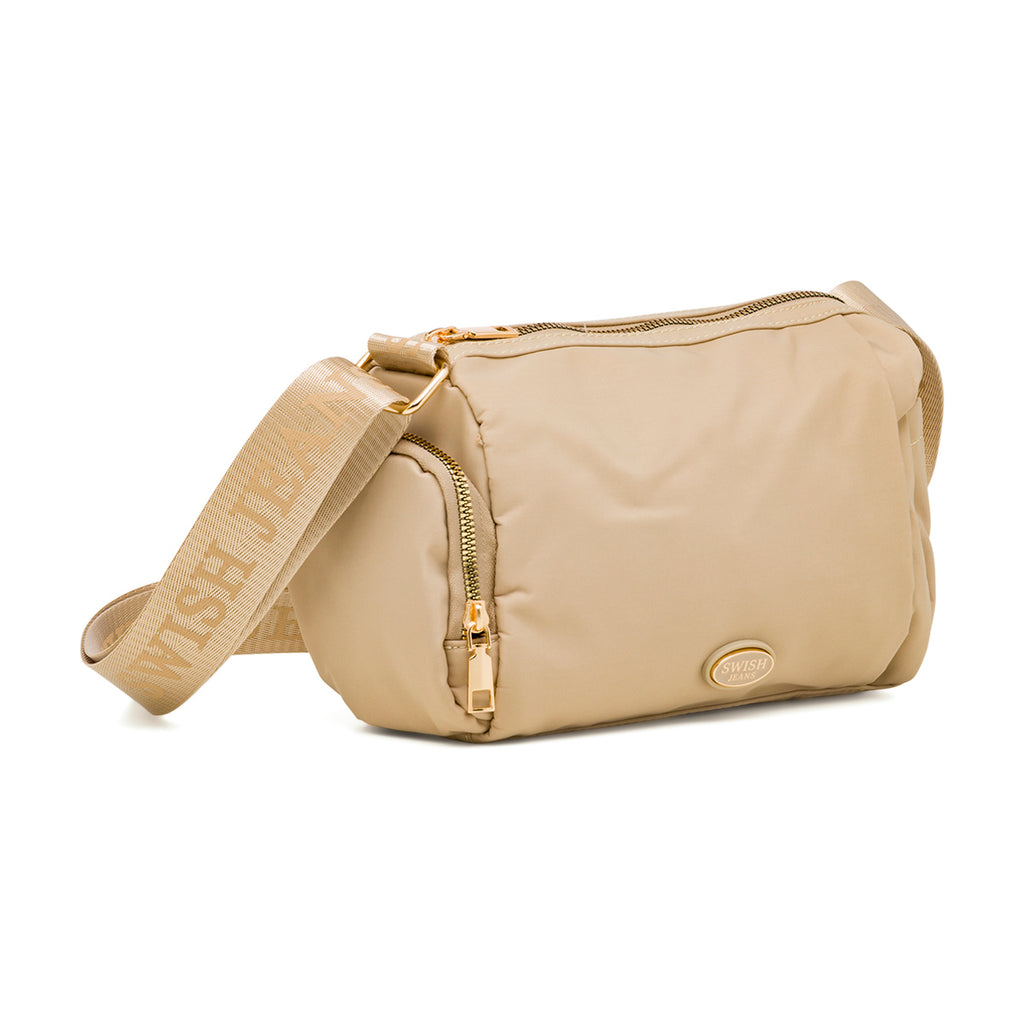 Borsa a tracolla beige da Donna in tessuto lucido con logo Swish Jeans