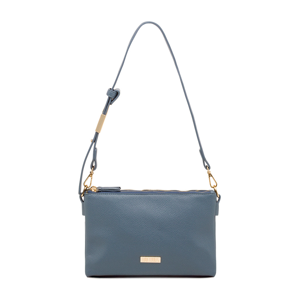Borsa a tracolla Blu con logo regolabile da Donna e tripla cerinera Lora Ferres