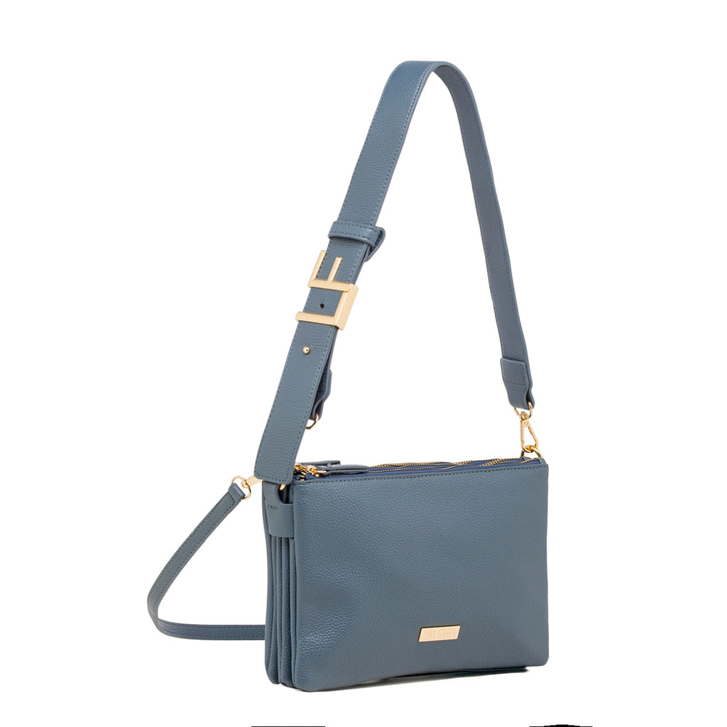 Borsa a tracolla Blu con logo regolabile da Donna e tripla cerinera Lora Ferres
