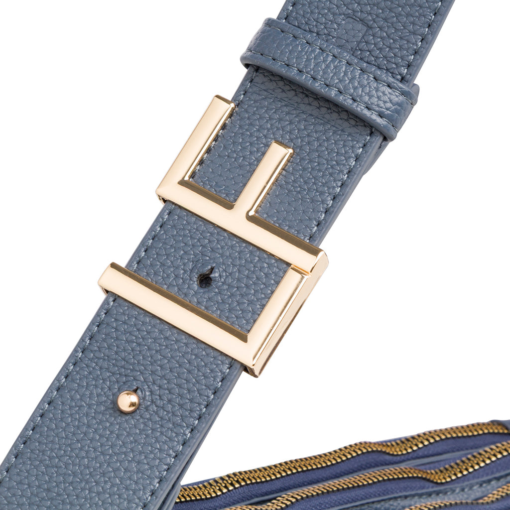 Borsa a tracolla Blu con logo regolabile da Donna e tripla cerinera Lora Ferres