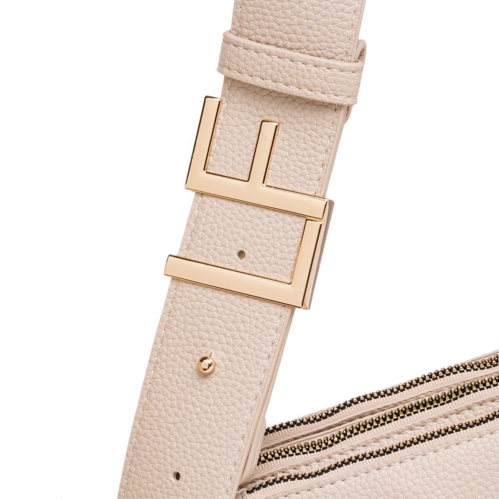 Borsa a tracolla beige da Donna con logo in metallo Lora Ferres