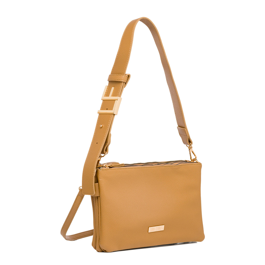 Borsa a tracolla Beige da Donna con logo in metallo Lora Ferres