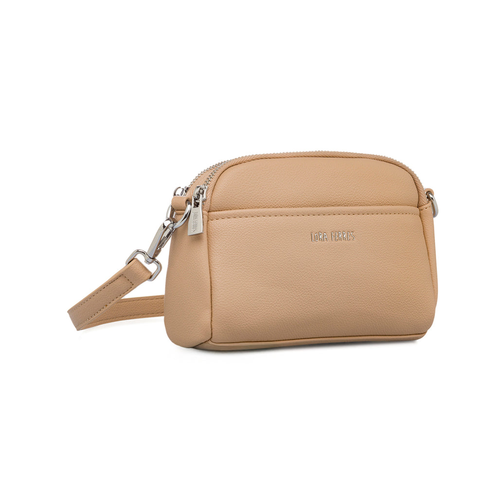 Borsa a tracolla beige da donna con doppio scomparto Lora Ferres