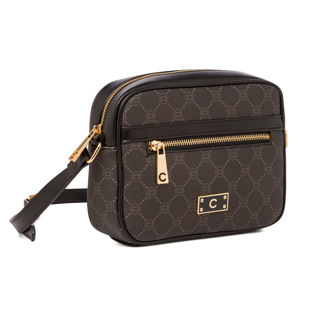 Borsa a tracolla nera da Donna con tasca frontale e logo Carrera