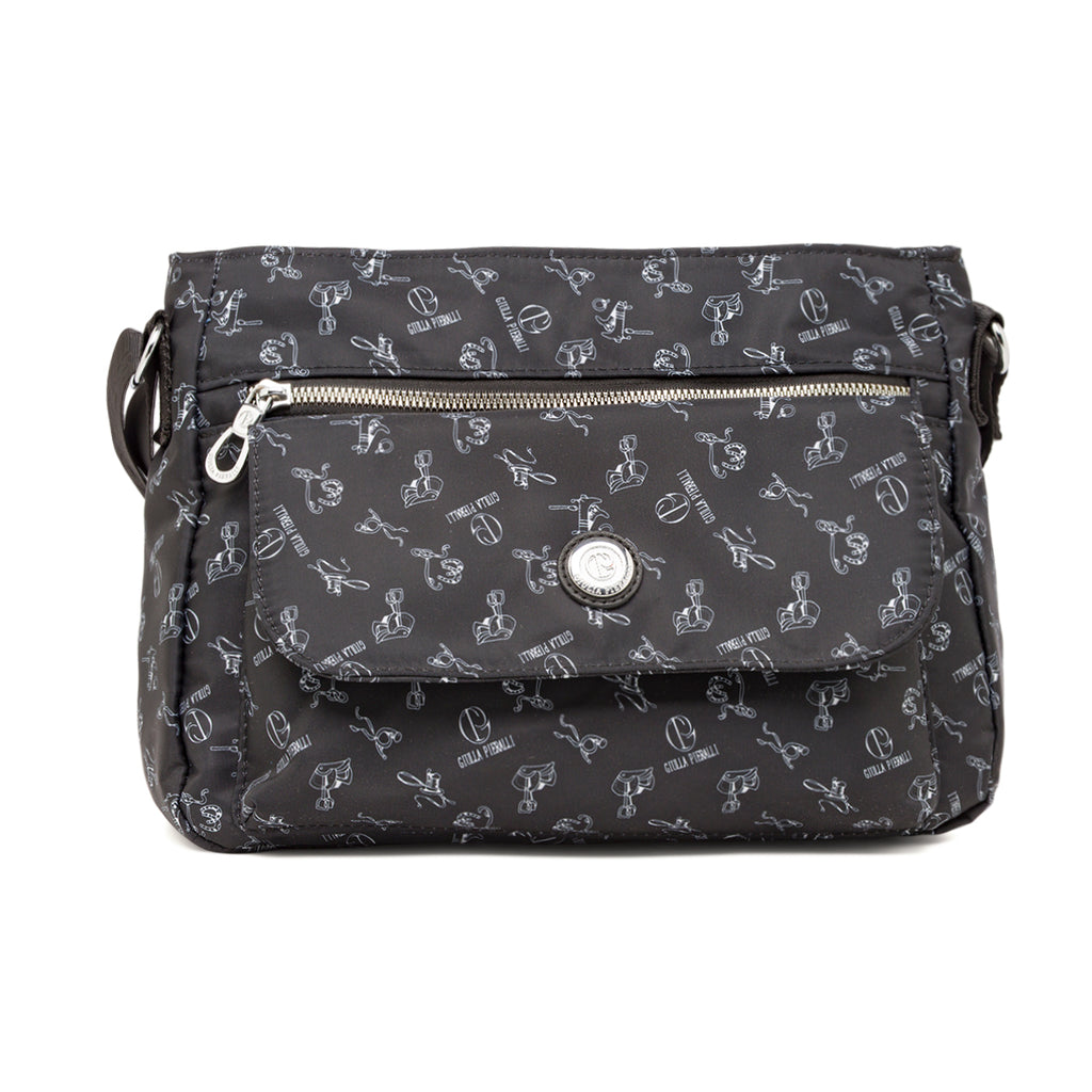 Borsa a tracolla Donna Nera Giulia Pieralli stampata logata