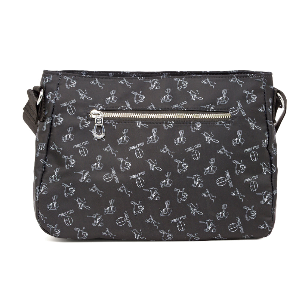 Borsa a tracolla Donna Nera Giulia Pieralli stampata logata