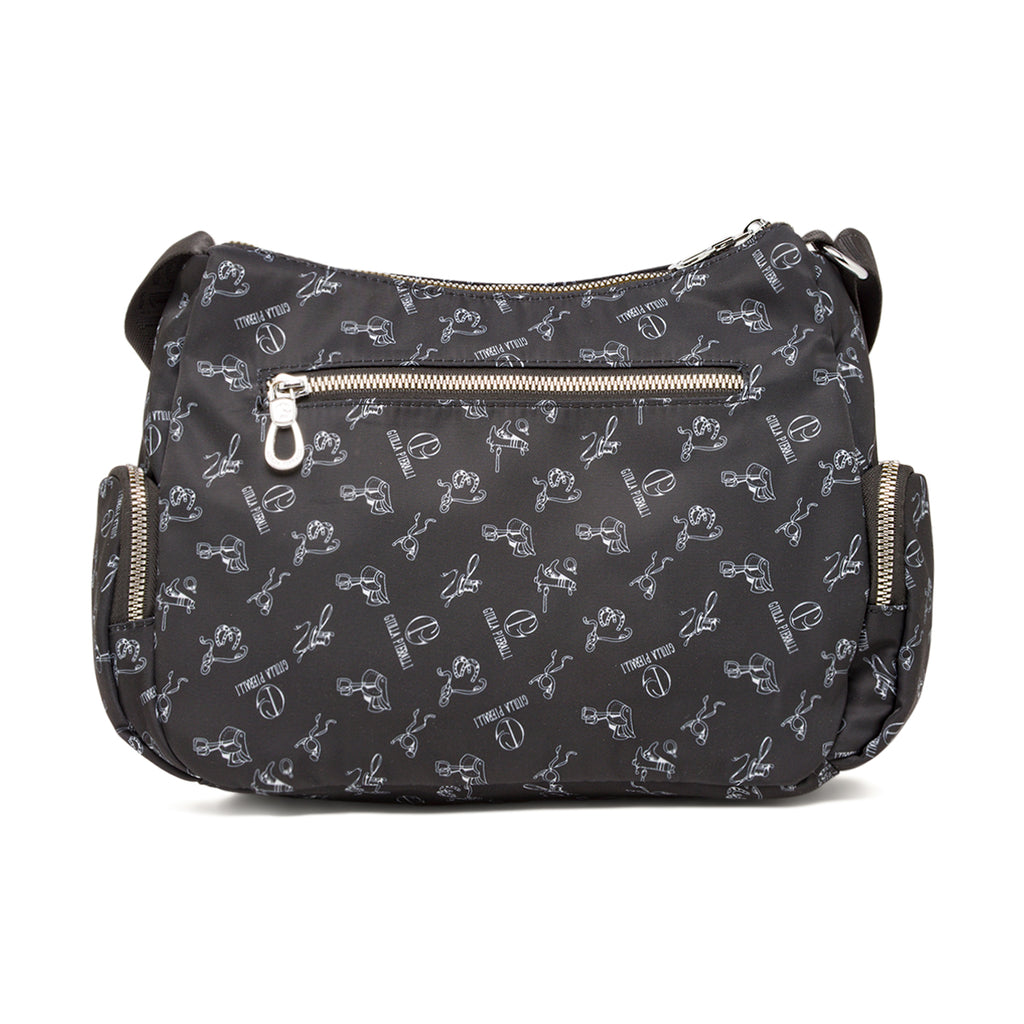 Borsa a tracolla da donna nera Giulia Pieralli in tessuto