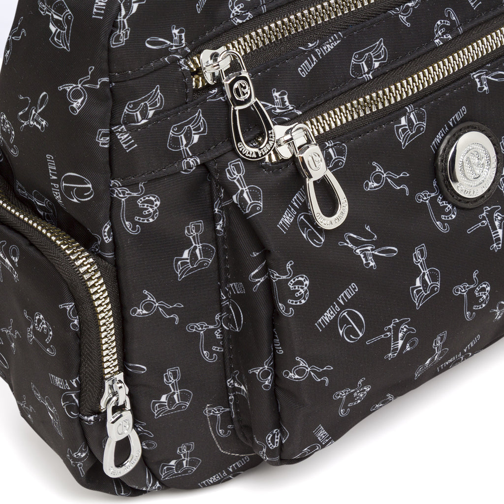 Borsa a tracolla da donna nera Giulia Pieralli in tessuto