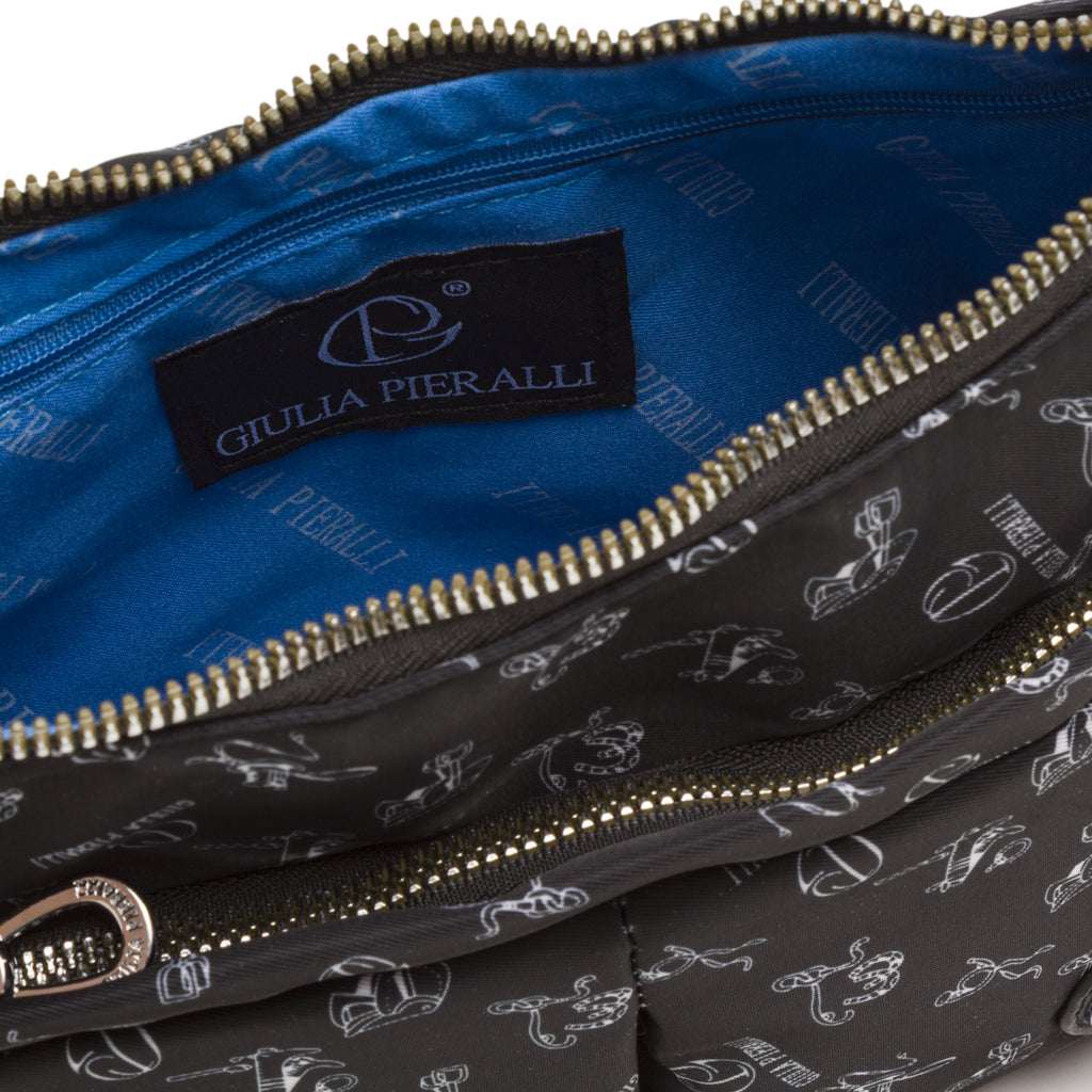 Borsa a tracolla da donna nera con stampa all-over Giulia Pieralli