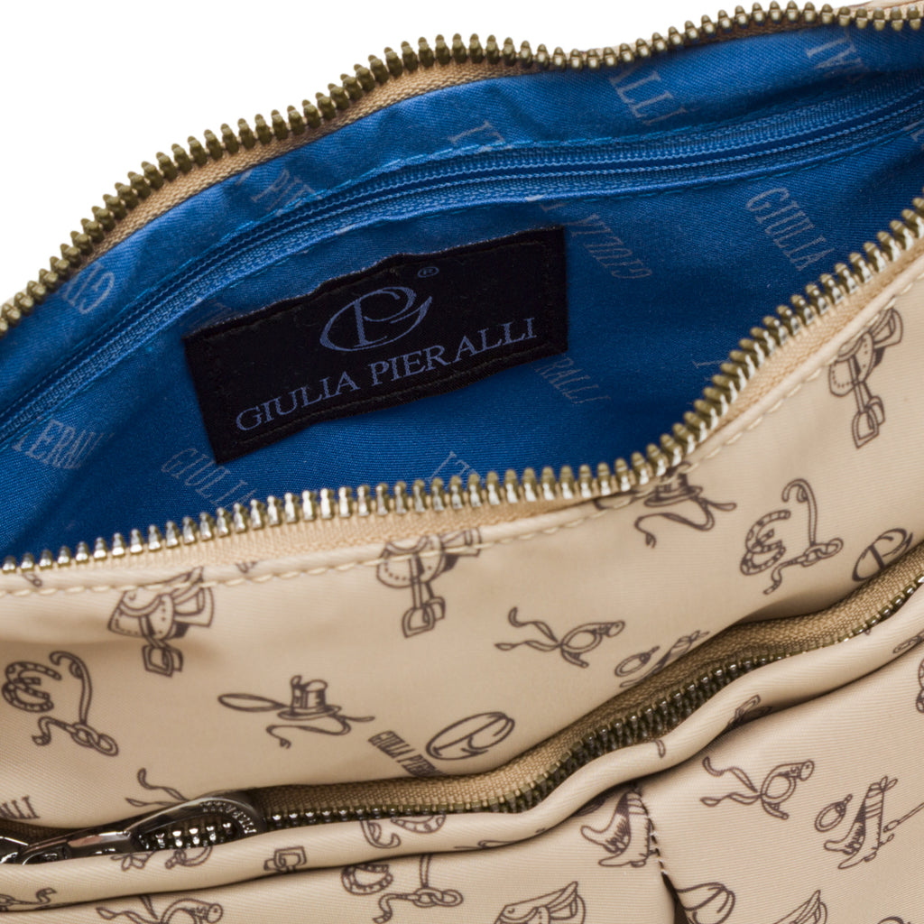 Borsa a tracolla Giulia Pieralli da donna taupe con stampa all-over