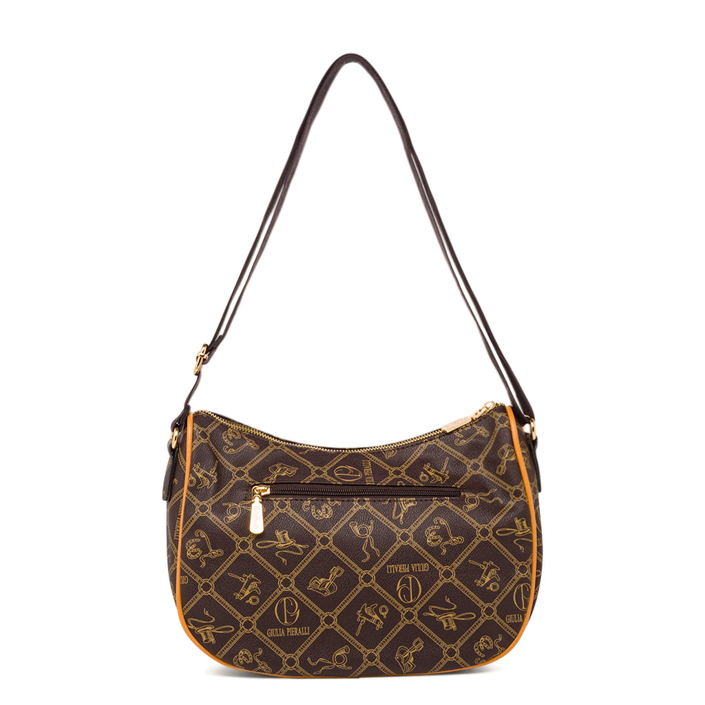 Borsa a tracolla marrone da Donna con stampa logo All Over Giulia Pieralli