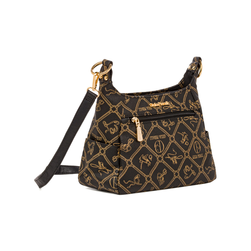 Borsa a tracolla nera da Donna con stampa All Over Giulia Pieralli