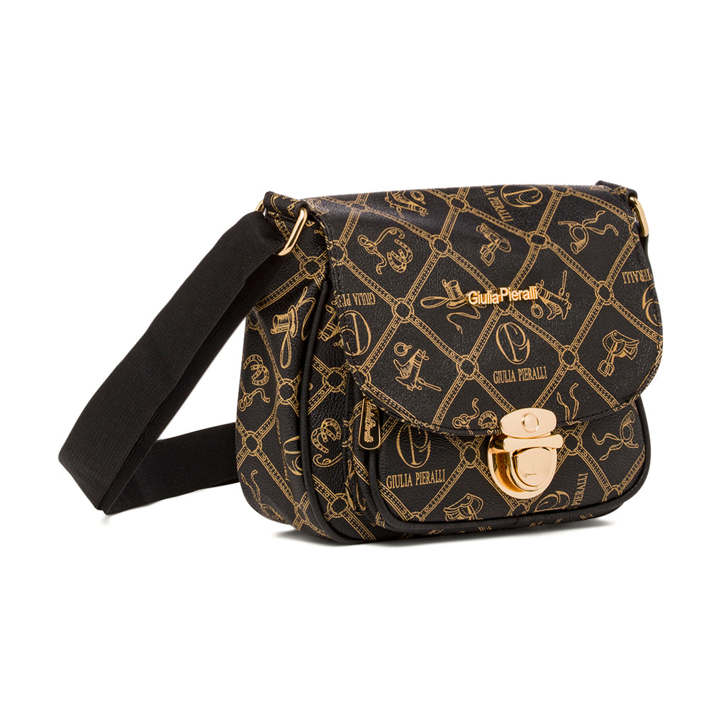 Borsa a tracolla nera da Donna con stampa Giulia Pieralli