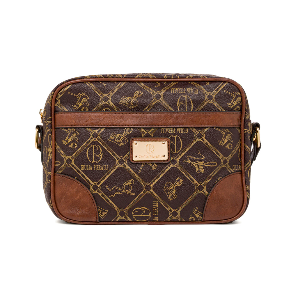 Borsa a tracolla marrone da Donna con stampa logo All Over Giulia Pieralli