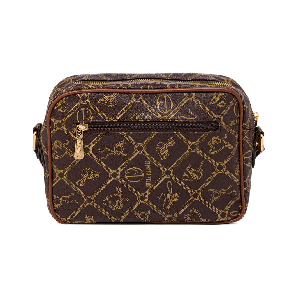 Borsa a tracolla marrone da Donna con stampa logo All Over Giulia Pieralli