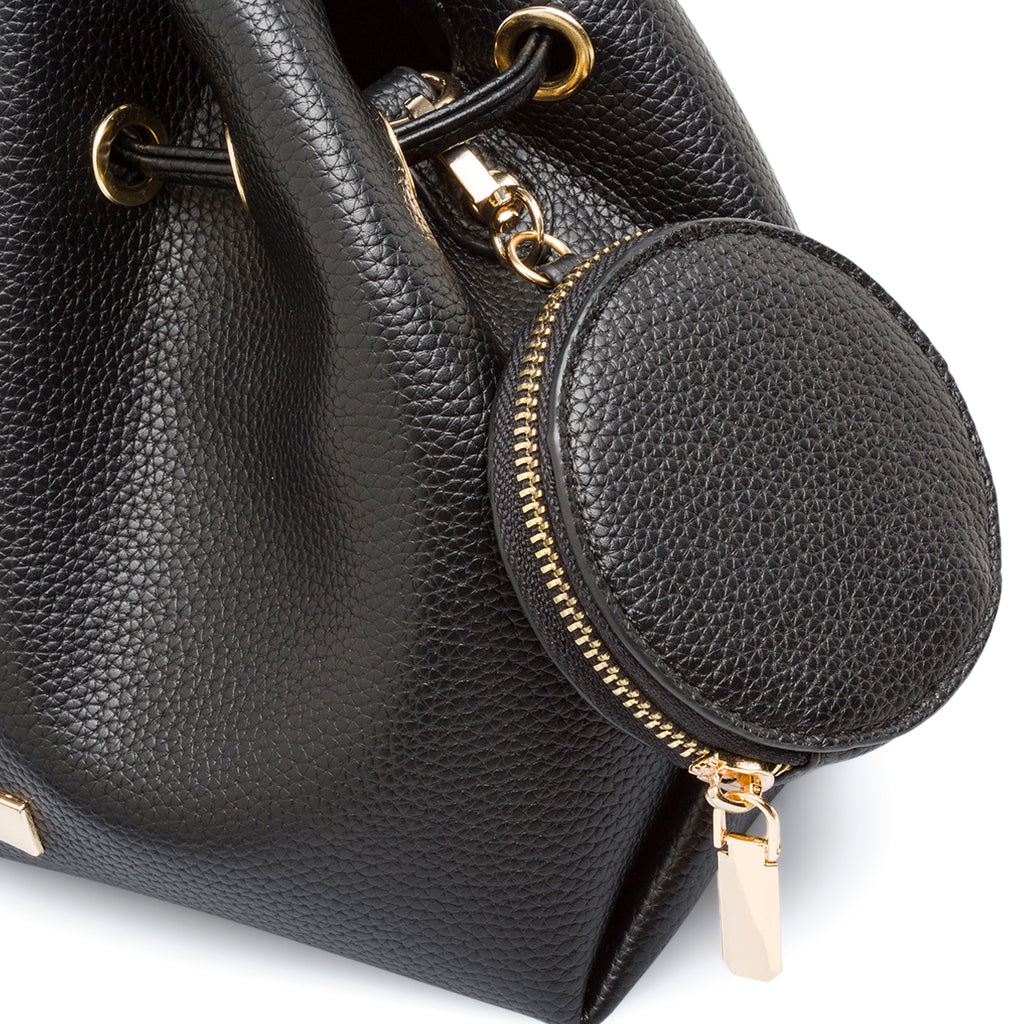 Borsa Secchiello da Donna Nera con Tracolla Regolabile Lora Ferres