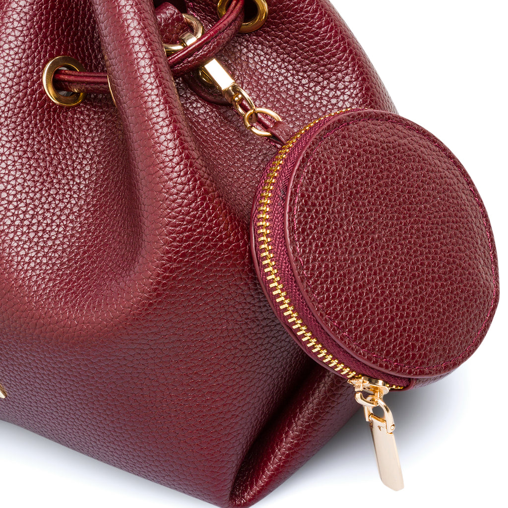 Borsa Secchiello da Donna Bordeaux con Tracolla Regolabile Lora Ferres