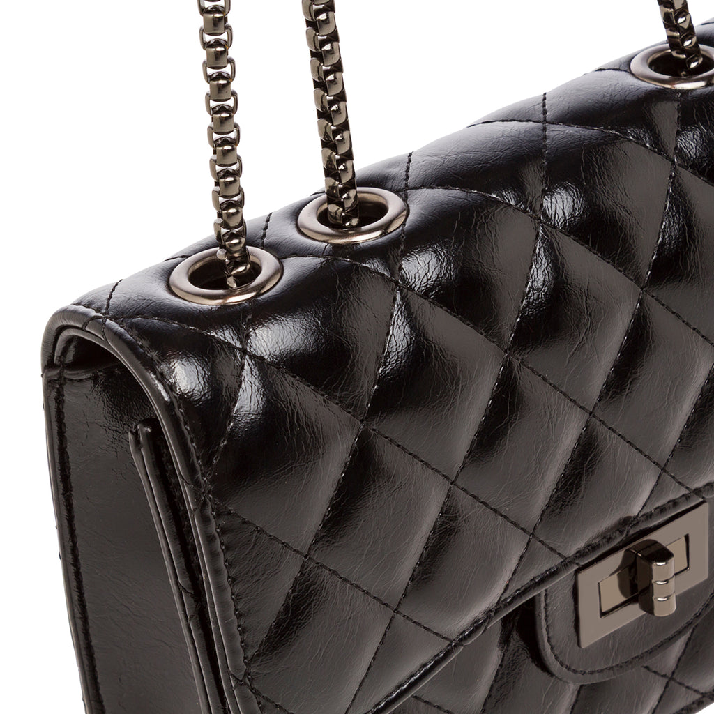 Borsa a tracolla nera da Donna effetto trapuntato vernice Lora Ferres