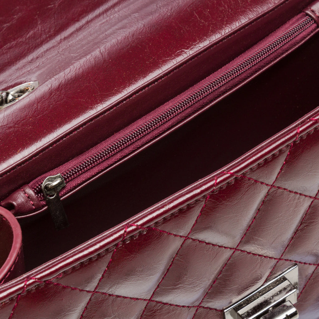 Borsa a tracolla Bordeaux da Donna con trapuntatura a rombi Lora Ferres