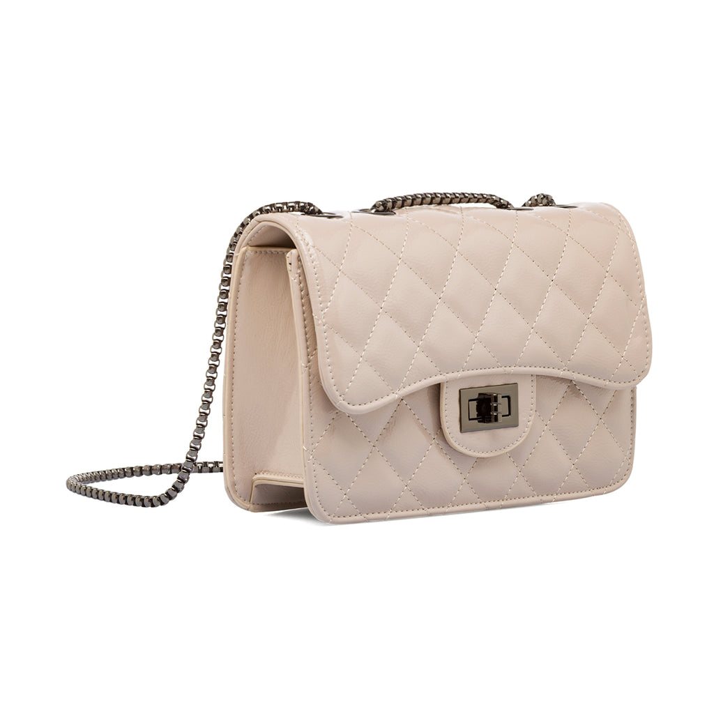 Borsa a tracolla taupe da Donna con trapuntatura a rombi Lora Ferres