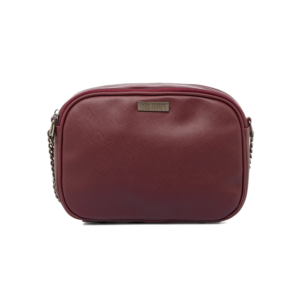 Borsa a tracolla Bordeaux da Donna con chiusura zip Lora Ferres