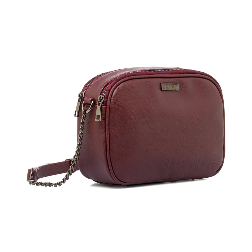 Borsa a tracolla Bordeaux da Donna con chiusura zip Lora Ferres