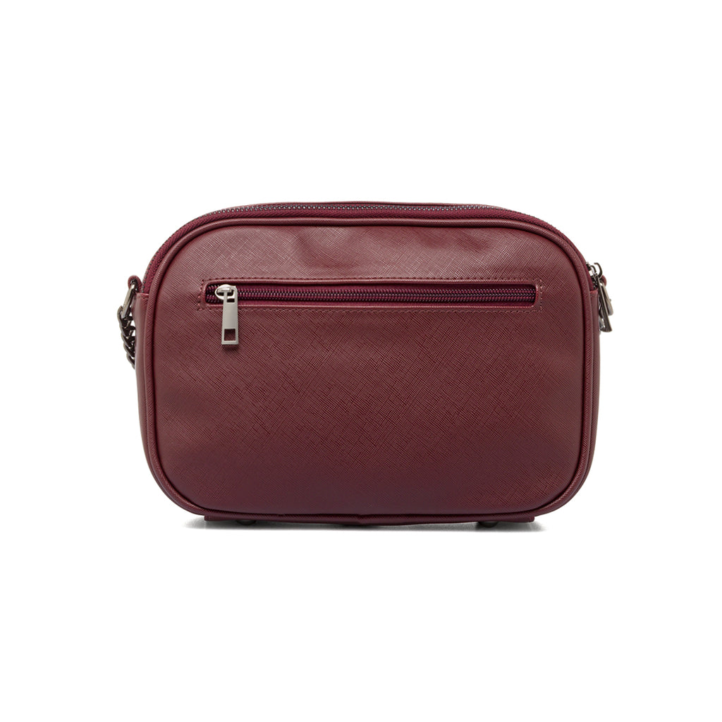 Borsa a tracolla Bordeaux da Donna con chiusura zip Lora Ferres
