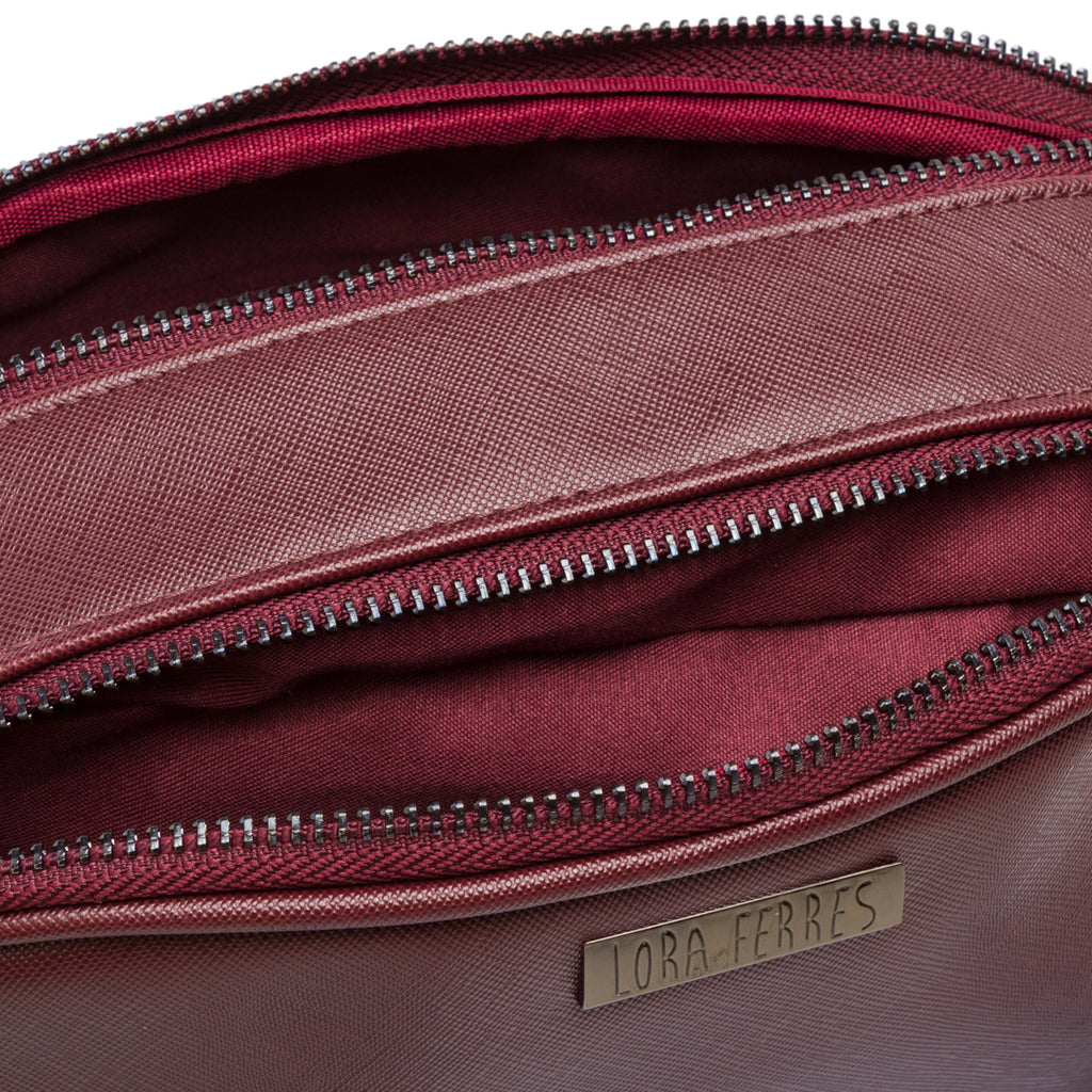 Borsa a tracolla Bordeaux da Donna con chiusura zip Lora Ferres