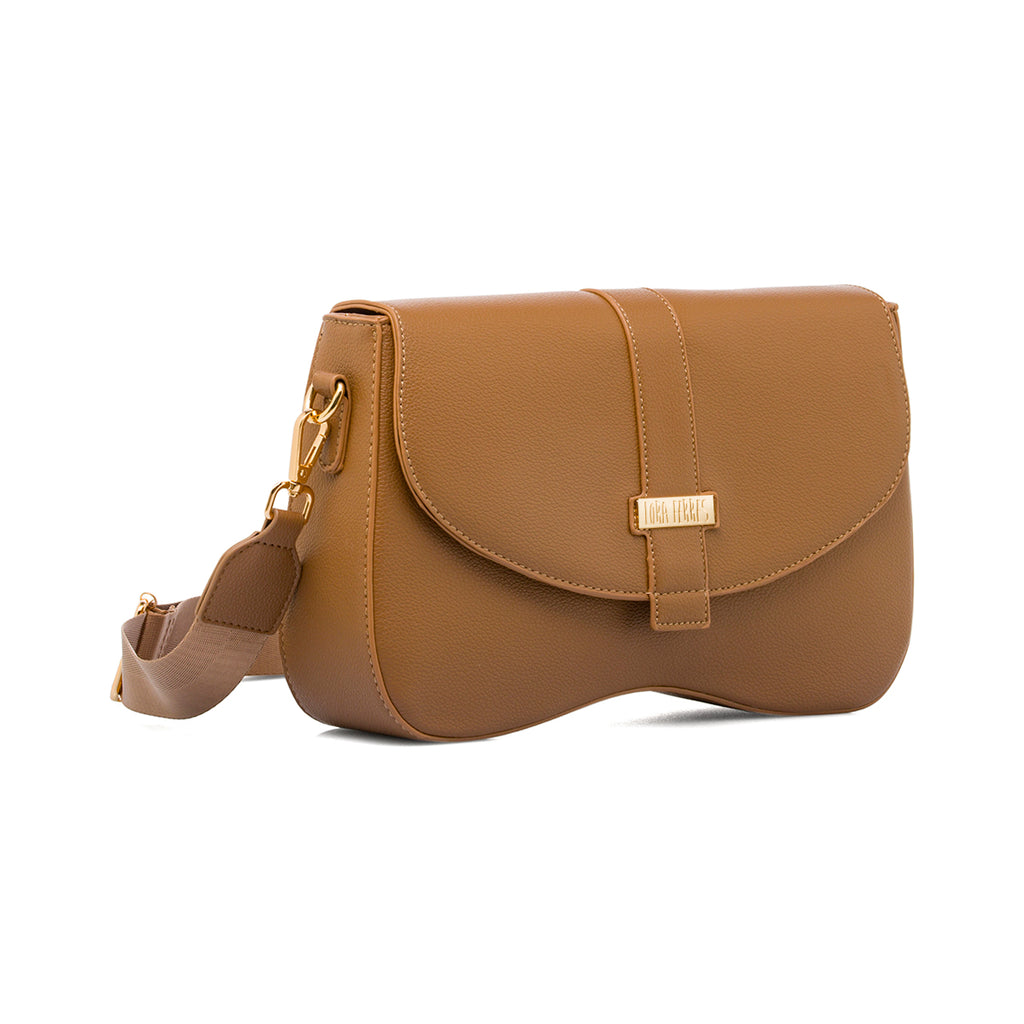 Borsa a Tracolla da Donna Marrone con Dettagli Dorati Lora Ferres