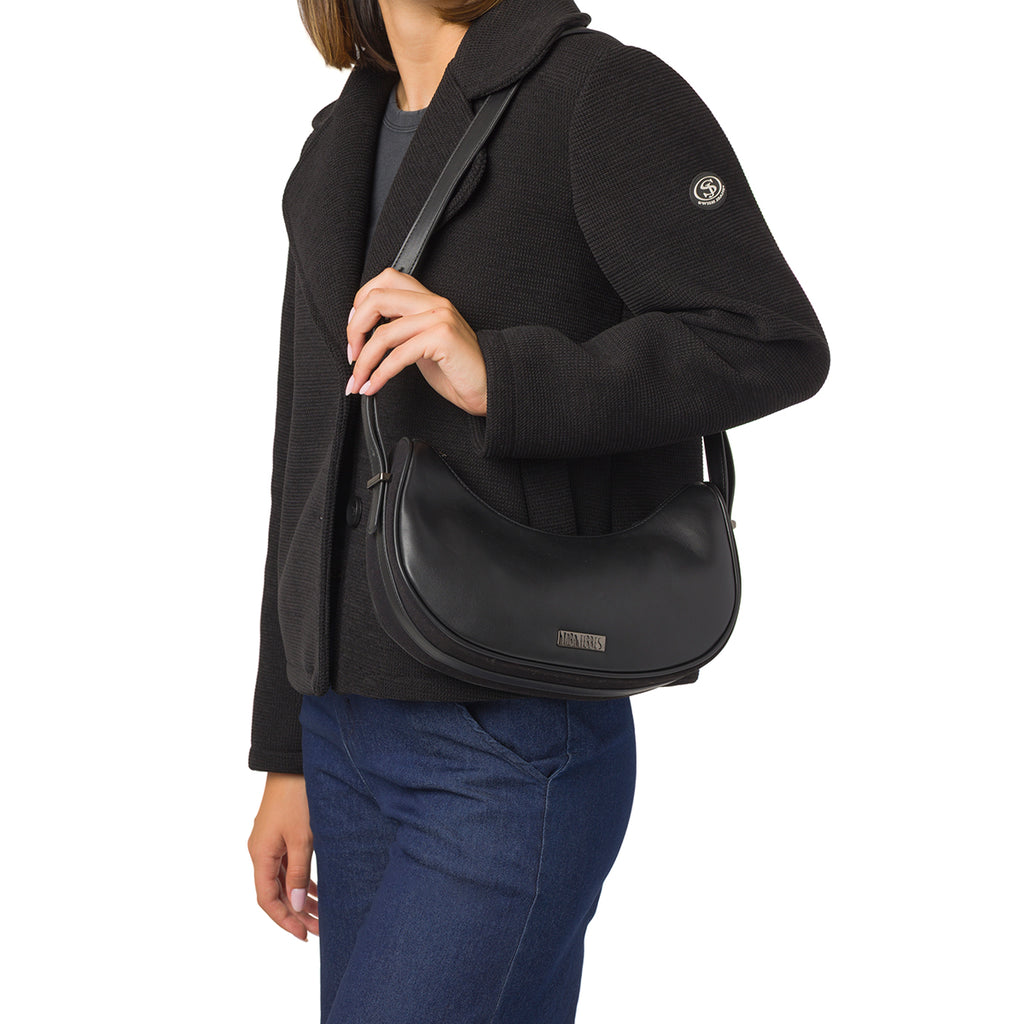 Borse a spalla nera da Donna con logo e portamonete rimovibile Lora Ferres