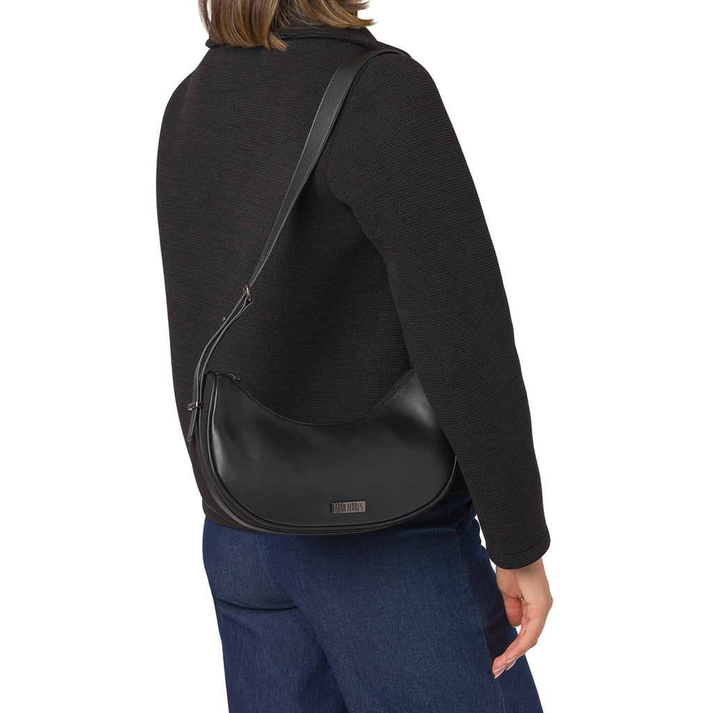 Borse a spalla nera da Donna con logo e portamonete rimovibile Lora Ferres