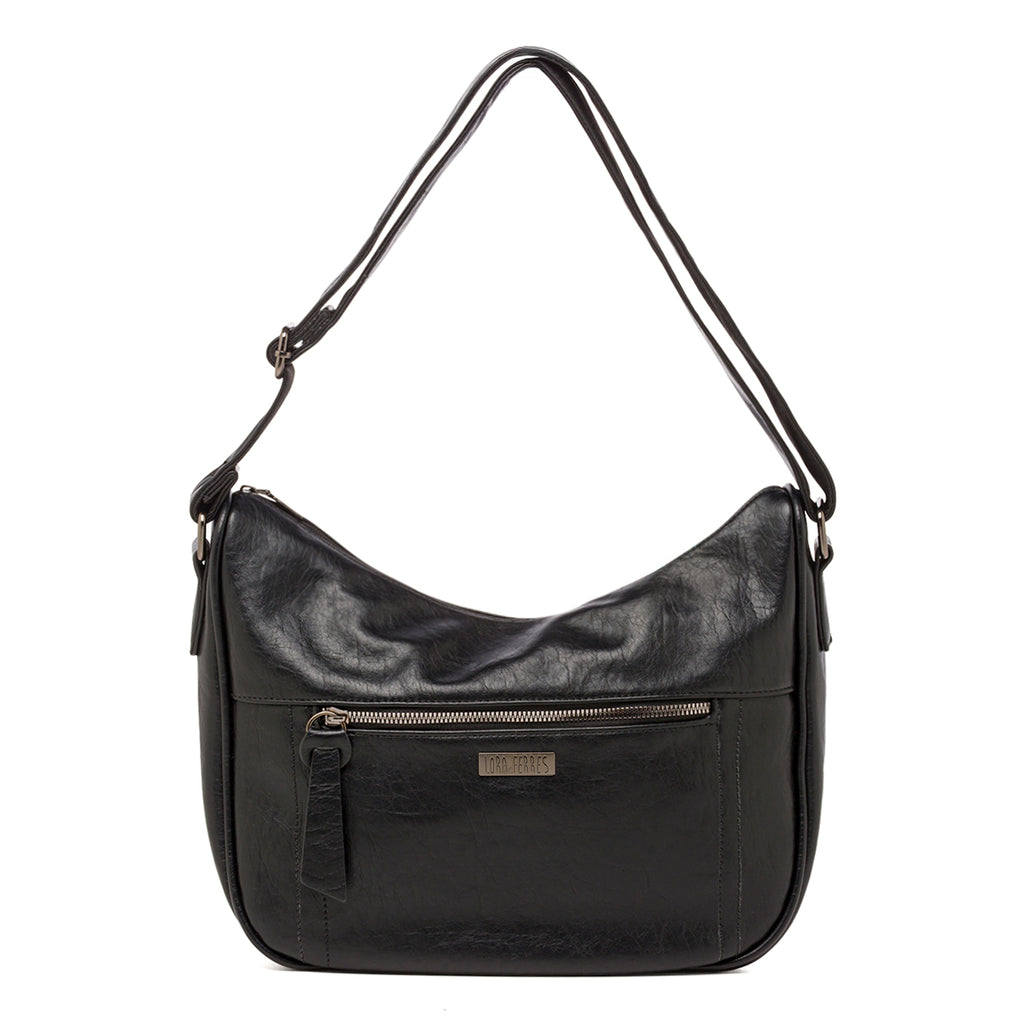 Borsa a Spalla nera da Donna Lora con tasca frontale Ferres