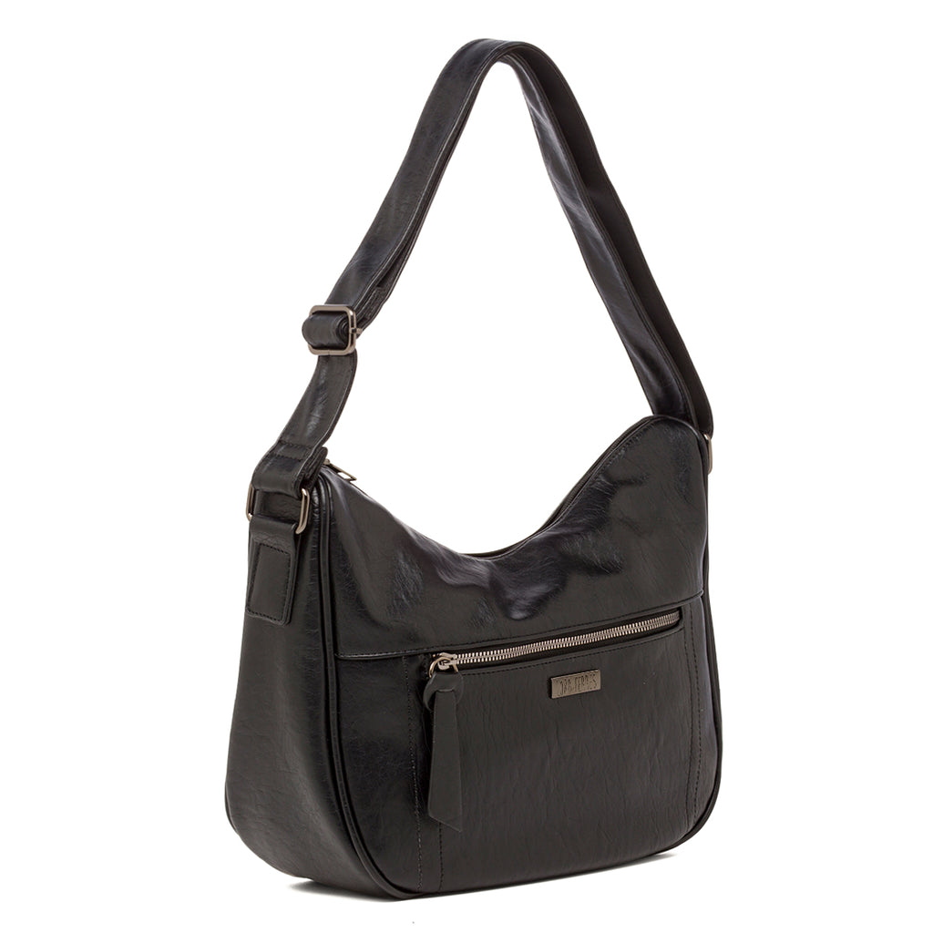 Borsa a Spalla nera da Donna Lora con tasca frontale Ferres