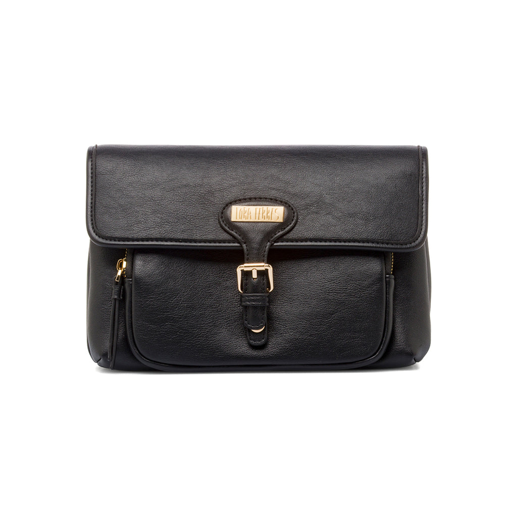 Borsa a Spalla da Donna Nera con Patta Lora Ferres