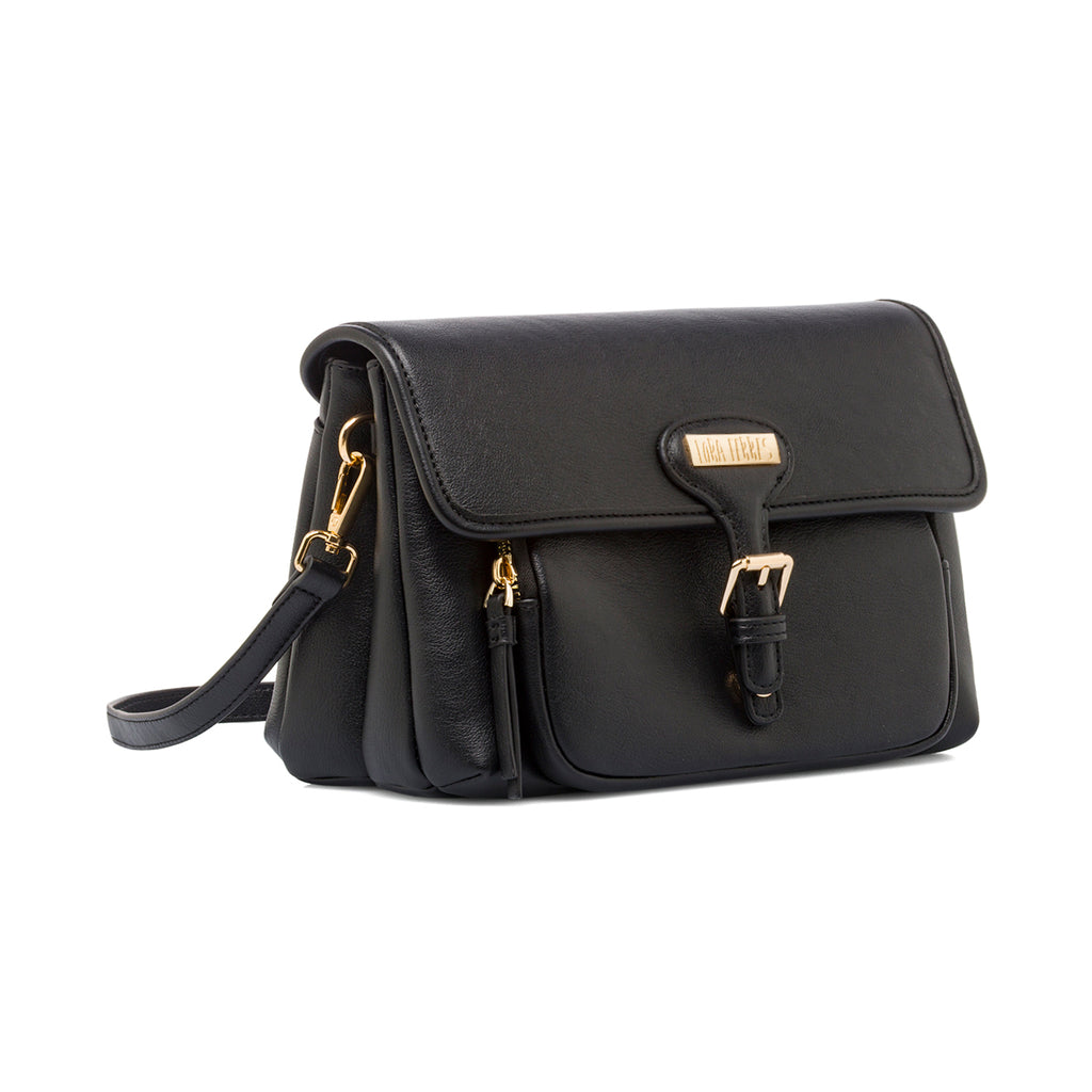 Borsa a Spalla da Donna Nera con Patta Lora Ferres