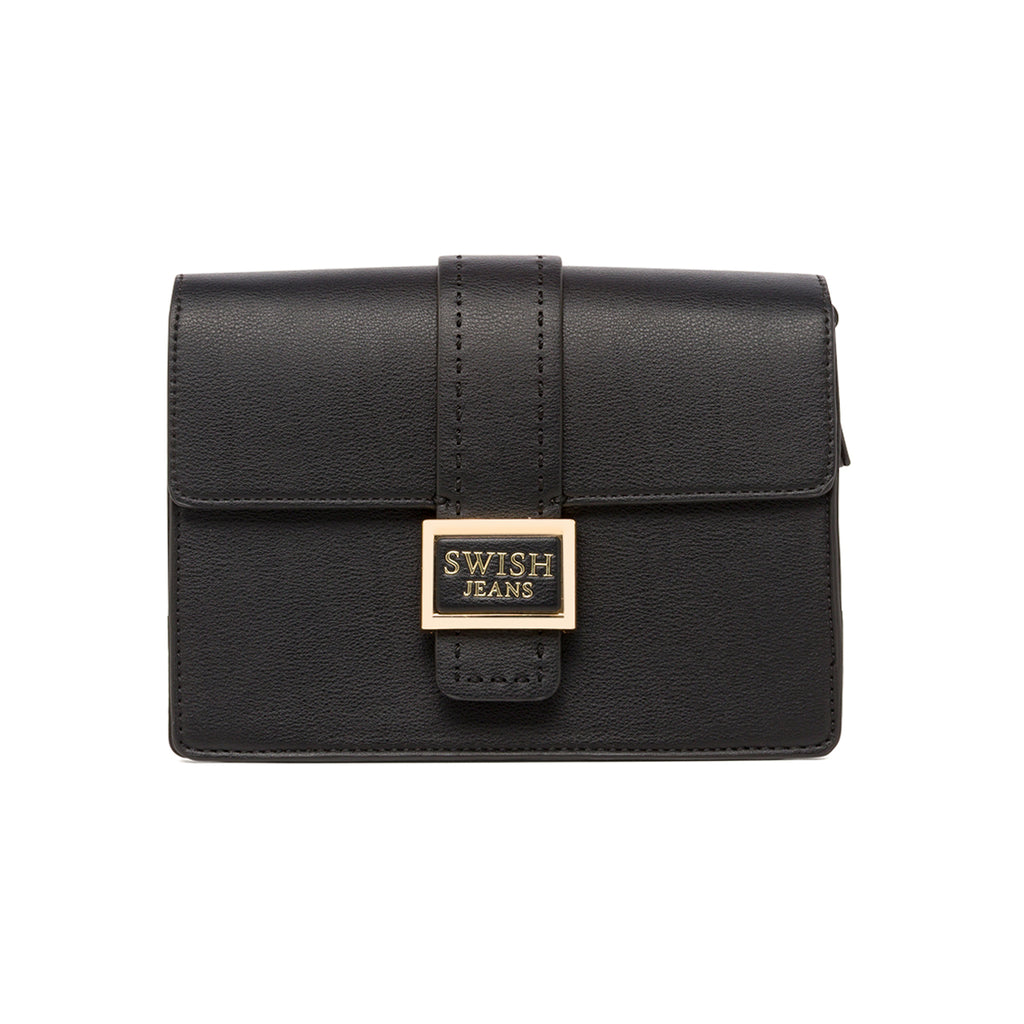 Borsa a Tracolla da Donna Nera con Chiusura Logo Swish Jeans