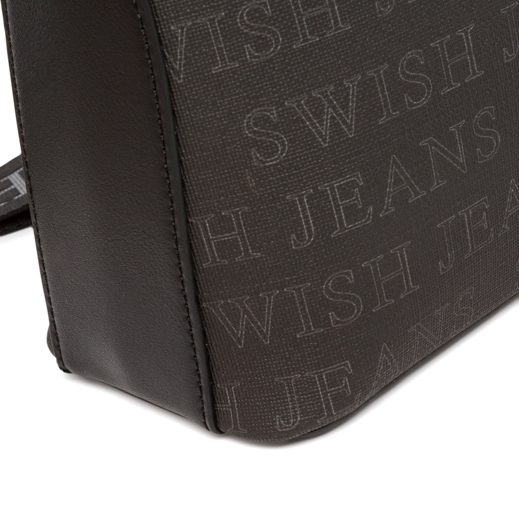 Borsa a Tracolla da Donna Nera con Stampa Logo All Over Swish Jeans