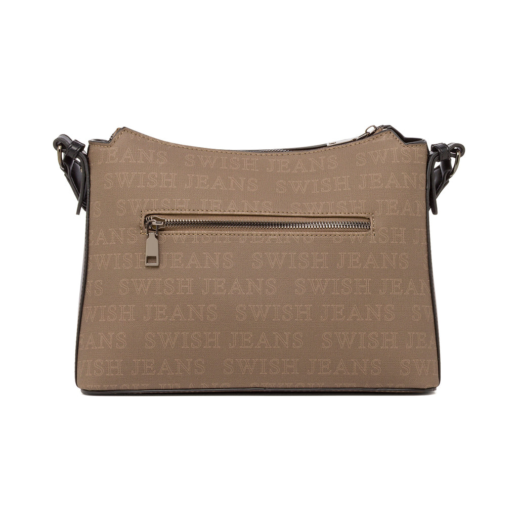 Borsa a Tracolla da Donna Marrone con Stampa Logo All Over Swish Jeans